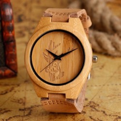 Montre Bois Homme avec bracelet cuir - Don