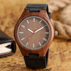 Montre Bois Homme avec bracelet cuir - Tom