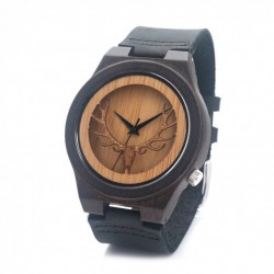 Montre Bois Homme avec bracelet cuir - Marc