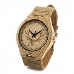 Montre Bois Homme avec bracelet cuir - Mitchell