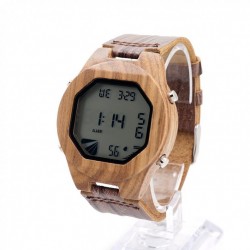 Montre Bois Homme avec bracelet cuir - Lonnie